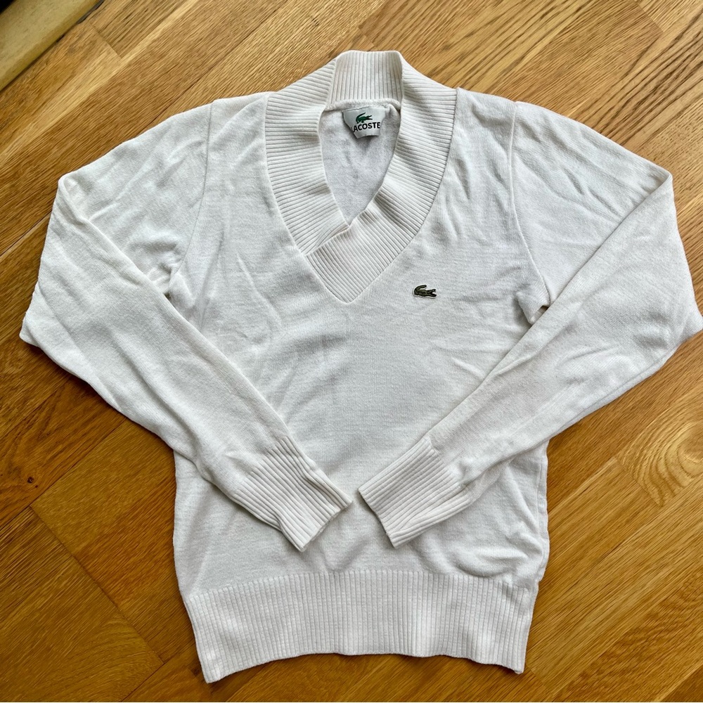 Vintage Lacoste Tennis V-neck Knit Top - XS